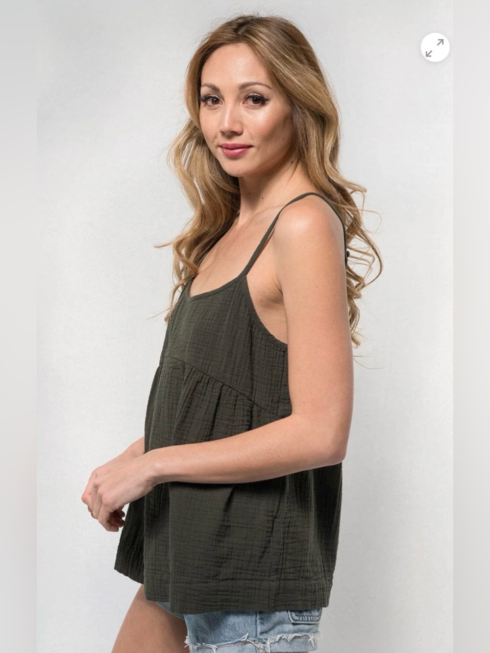Lovestitch Brooklyn Tank Top - Cotton Gauze in Evergreen